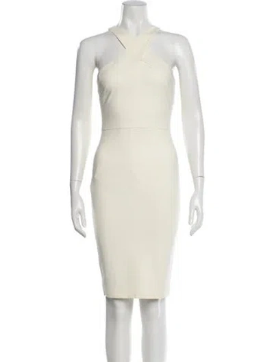 Pre-owned Likely Halterneck Knee-length Dress In Neutral
