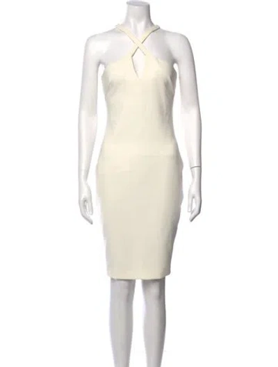 Pre-owned Likely Halterneck Knee-length Dress In Neutral