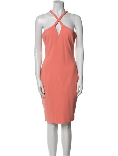 Pre-owned Likely Halterneck Knee-length Dress In Orange