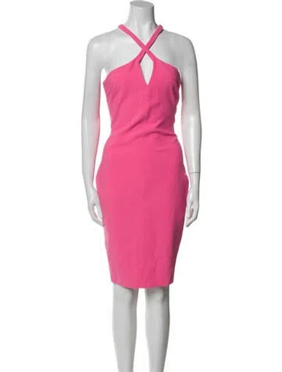 Pre-owned Likely Halterneck Knee-length Dress In Pink