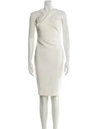 Pre-owned Likely Halterneck Knee-length Dress In White