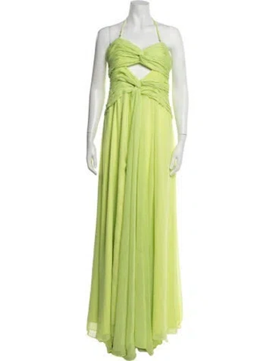 Pre-owned Likely Halterneck Long Dress In Green