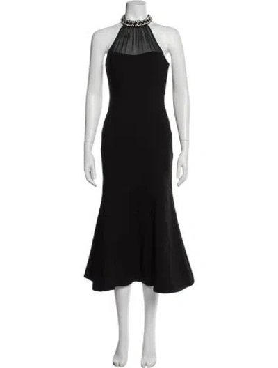 Pre-owned Likely Halterneck Midi Length Dress In Black