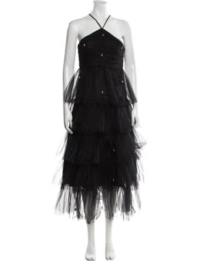Pre-owned Likely Halterneck Midi Length Dress In Black