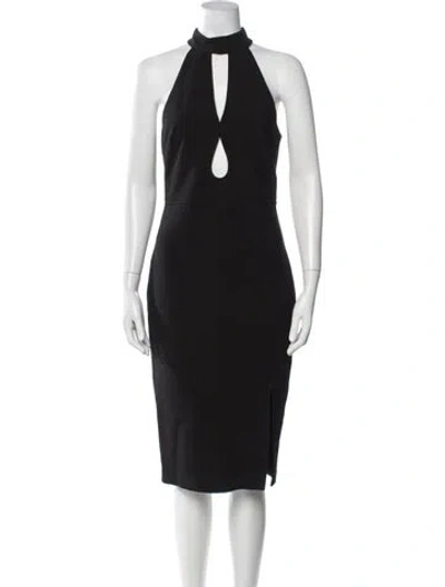 Pre-owned Likely Halterneck Midi Length Dress In Black