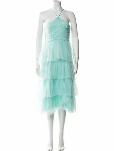 Pre-owned Likely Halterneck Midi Length Dress In Blue