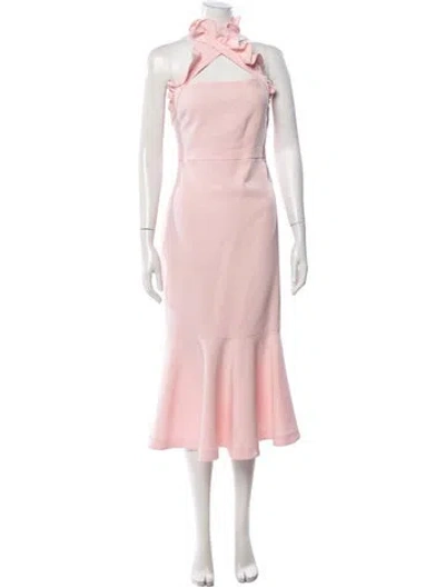 Pre-owned Likely Halterneck Midi Length Dress In Pink