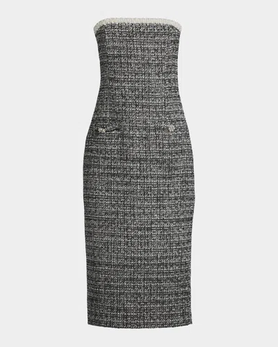 Likely Jules Tweed Strapless Dress In Black Mult