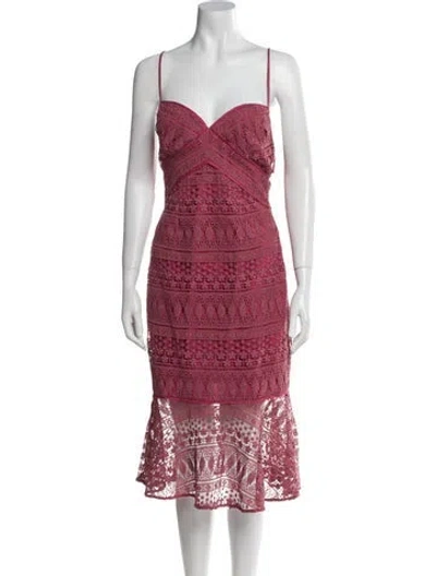 Pre-owned Likely Lace Pattern Knee-length Dress In Pink
