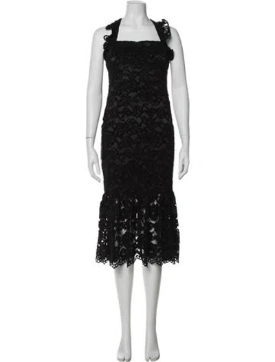 Pre-owned Likely Lace Pattern Midi Length Dress In Black