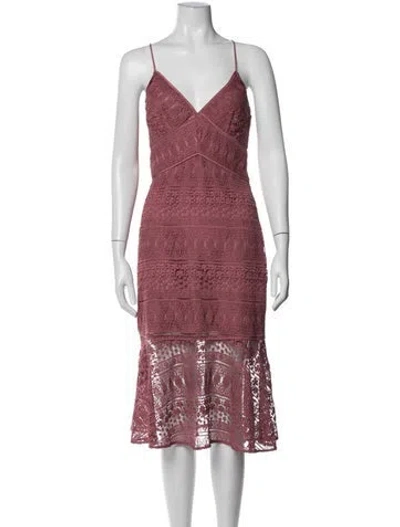 Pre-owned Likely Lace Pattern Midi Length Dress In Pink