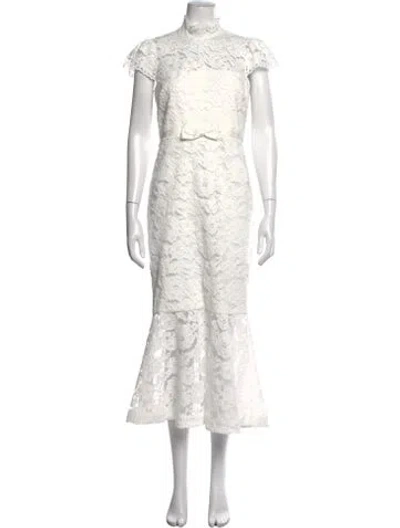 Pre-owned Likely Lace Pattern Midi Length Dress W/ Tags In White