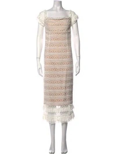 Pre-owned Likely Lace Pattern Midi Length Dress In White