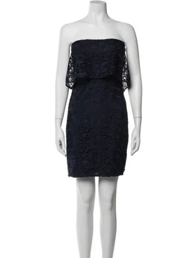 Pre-owned Likely Lace Pattern Mini Dress In Blue