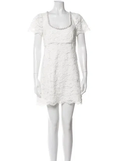Pre-owned Likely Lace Pattern Mini Dress In White