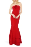 Likely Levi Rosette Trim Gown In Scarlet