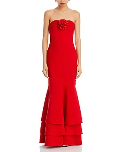 Likely Levi Rosette Trim Gown In Red
