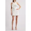 Likely Lucas Bow Tweed Cocktail Minidress In White
