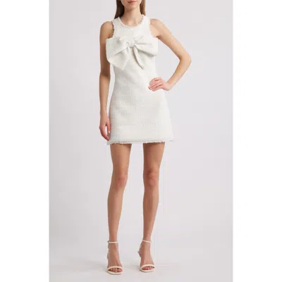 Likely Lucas Bow Tweed Cocktail Minidress In White