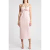 Likely Meena Ruched Keyhole Midi Dress In Rose Shadow