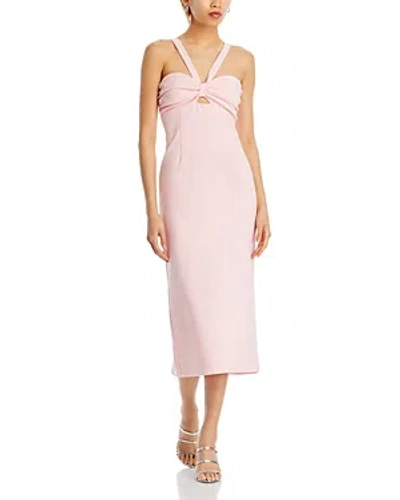 Likely Meena Ruched Keyhole Midi Dress In Rose Shadow