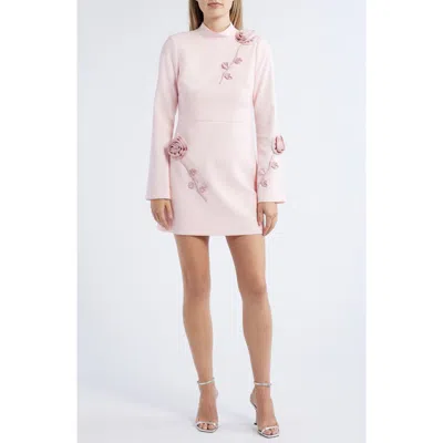 Likely Mick Floral Long Sleeve Minidress In Rose Shadow