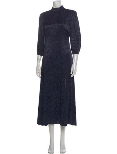 Pre-owned Likely Mock Neck Long Dress In Blue