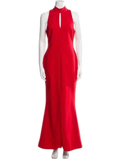 Pre-owned Likely Mock Neck Long Dress In Red