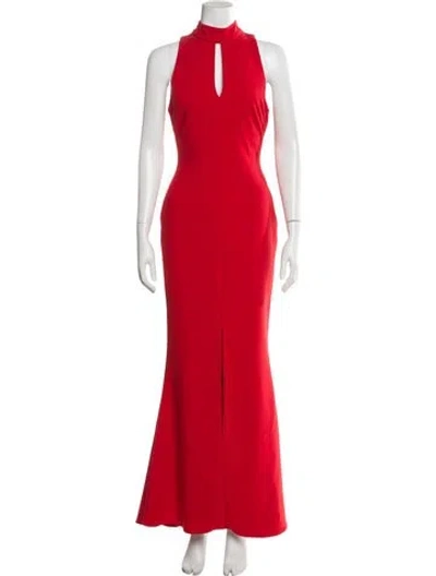 Pre-owned Likely Mock Neck Long Dress In Red