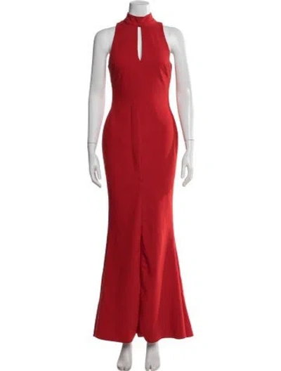 Pre-owned Likely Mock Neck Long Dress In Red