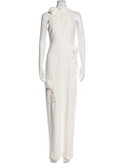Pre-owned Likely Mock Neck Long Dress In White