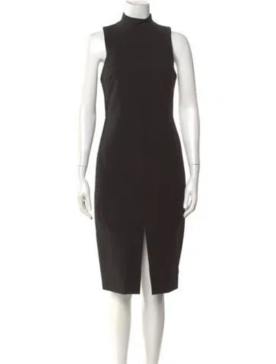 Pre-owned Likely Mock Neck Midi Length Dress In Black