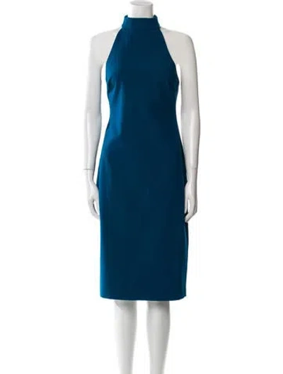 Pre-owned Likely Mock Neck Midi Length Dress In Blue