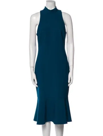 Pre-owned Likely Mock Neck Midi Length Dress In Blue