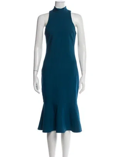 Pre-owned Likely Mock Neck Midi Length Dress In Blue