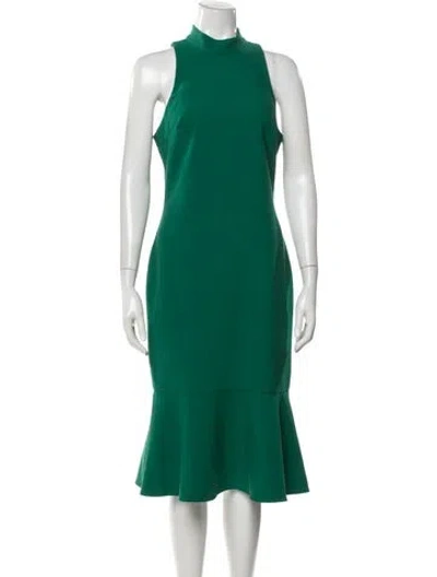 Pre-owned Likely Mock Neck Midi Length Dress In Green
