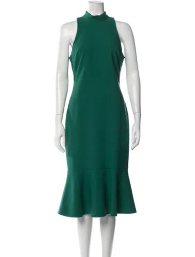 Pre-owned Likely Mock Neck Midi Length Dress In Green
