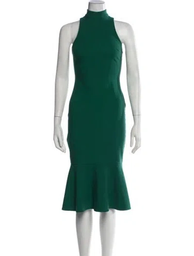 Pre-owned Likely Mock Neck Midi Length Dress In Green