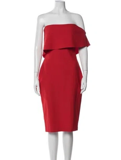 Pre-owned Likely Off-the-shoulder Knee-length Dress In Red