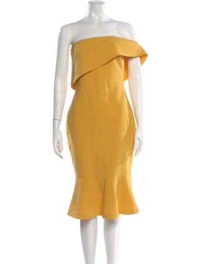 Pre-owned Likely Off-the-shoulder Knee-length Dress In Yellow