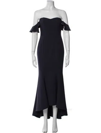 Pre-owned Likely Off-the-shoulder Long Dress In Blue