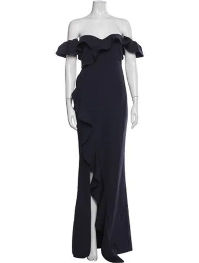 Pre-owned Likely Off-the-shoulder Long Dress In Blue