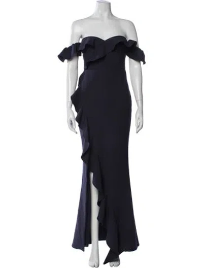 Pre-owned Likely Off-the-shoulder Long Dress In Blue
