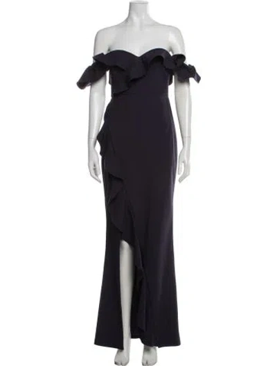 Pre-owned Likely Off-the-shoulder Long Dress In Blue