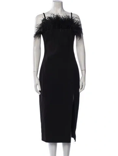 Pre-owned Likely Off-the-shoulder Midi Length Dress In Black