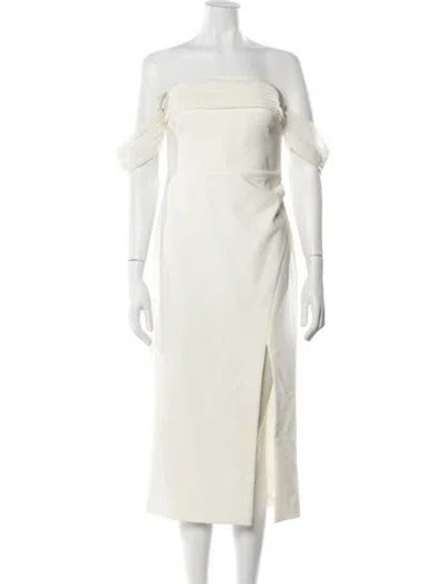 Pre-owned Likely Off-the-shoulder Midi Length Dress In Neutrals
