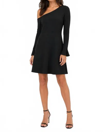 Likely One Shoulder Bell Sleeve Dress In Black