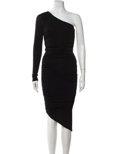 Pre-owned Likely One-shoulder Knee-length Dress In Black