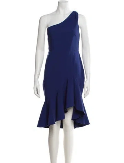 Pre-owned Likely One-shoulder Knee-length Dress In Blue