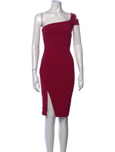 Pre-owned Likely One-shoulder Knee-length Dress In Burgundy